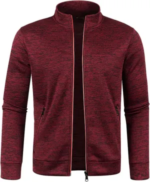 Mens Mock Neck Full Zip Sweatshirts Plus Lightweight Fleece Jackets with Stand Collar & Zipper Pockets