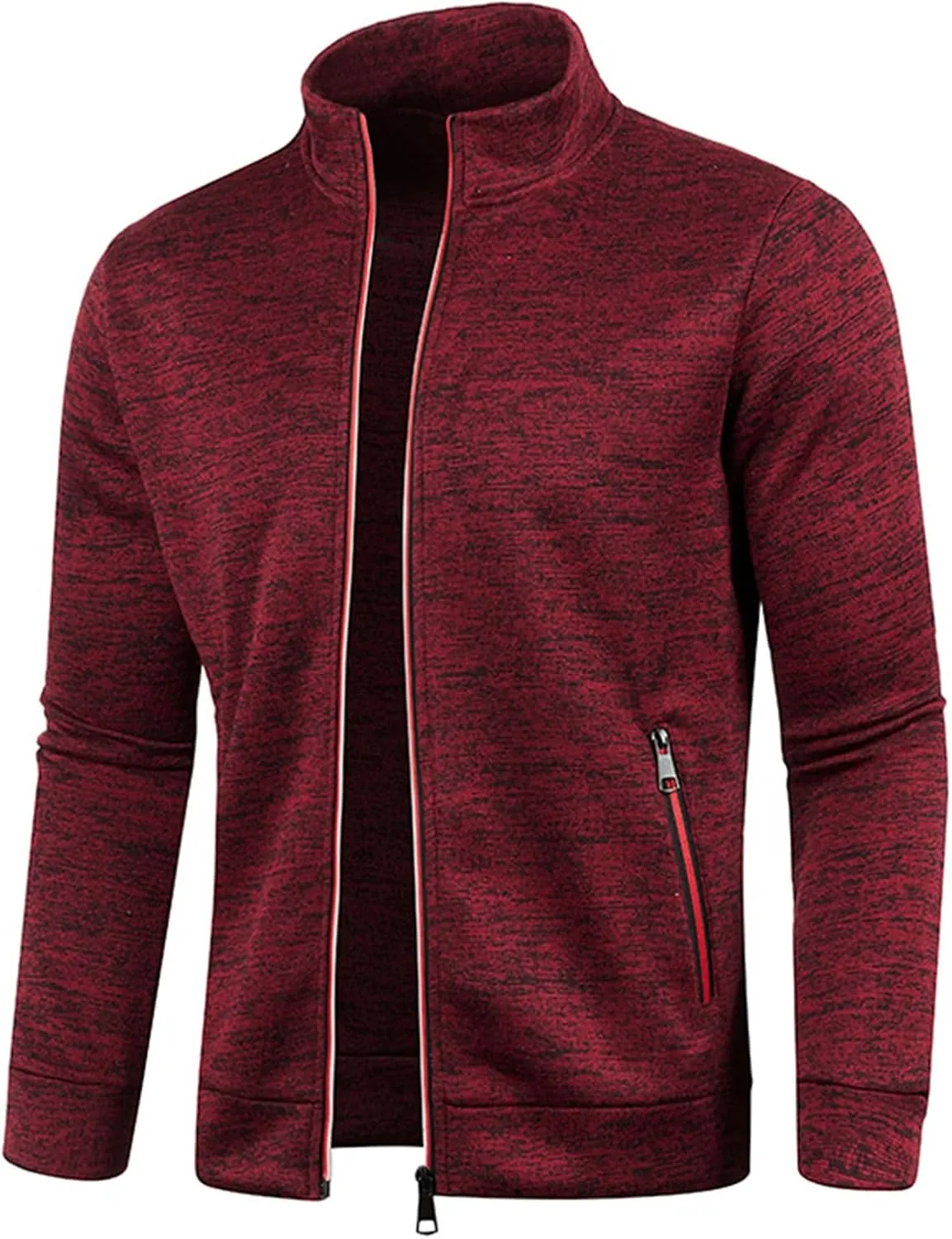 Mens Mock Neck Full Zip Sweatshirts Plus Lightweight Fleece Jackets with Stand Collar & Zipper Pockets