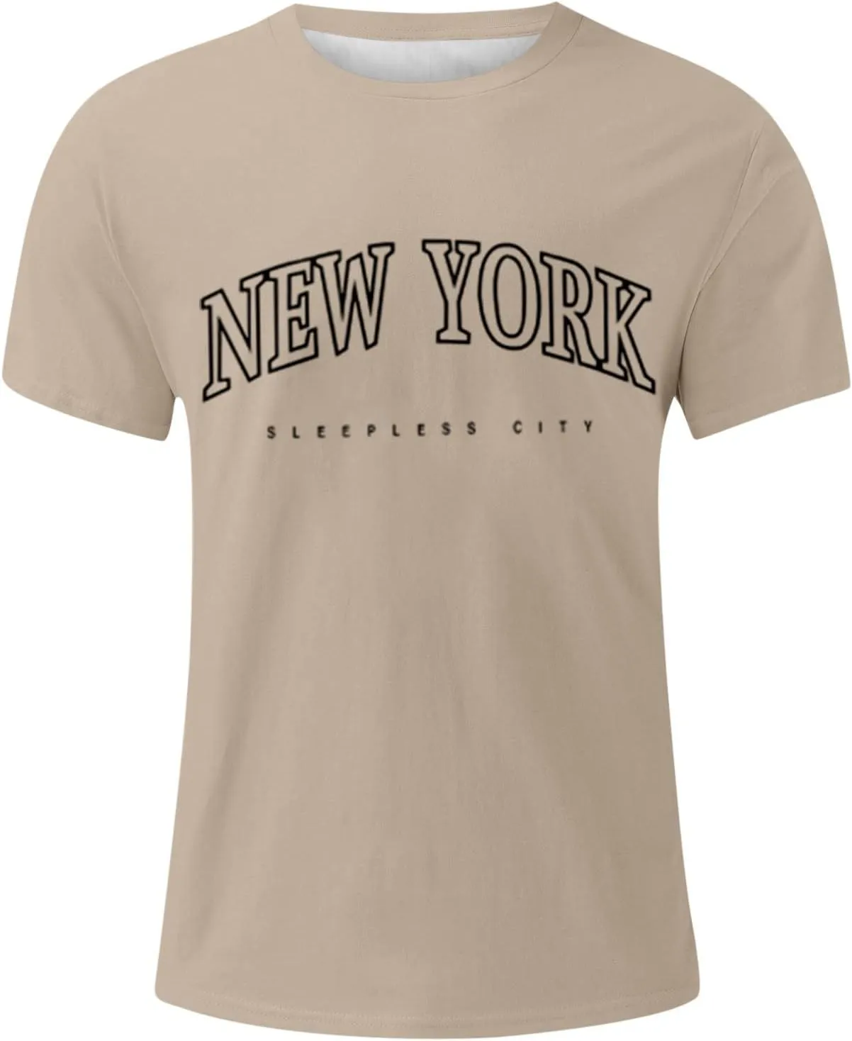 Men's Oversized Graphic Tees Short Sleeve New York Letter Print T-Shirt Summer Causal Crewneck Tee Tops