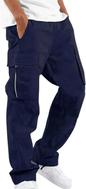Mens Pants Waist Color Sports Hat Multi Woven Pocket Foot Rope Solid Pants Street Lightweight Stretch Cargo Work Pants