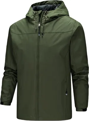 Men's Rain Jacket Soft Shell Waterproof Lightweight Packable Rain Shell Raincoat with Hood for Golf Hiking Travel