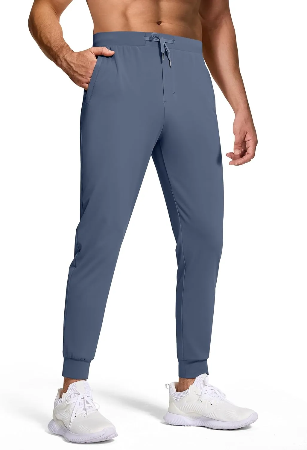 Mens Running Joggers Pants with 3 Pockets Slim Fit Stretch Drawstring Sweatpants for Athletic Traning Track Workout