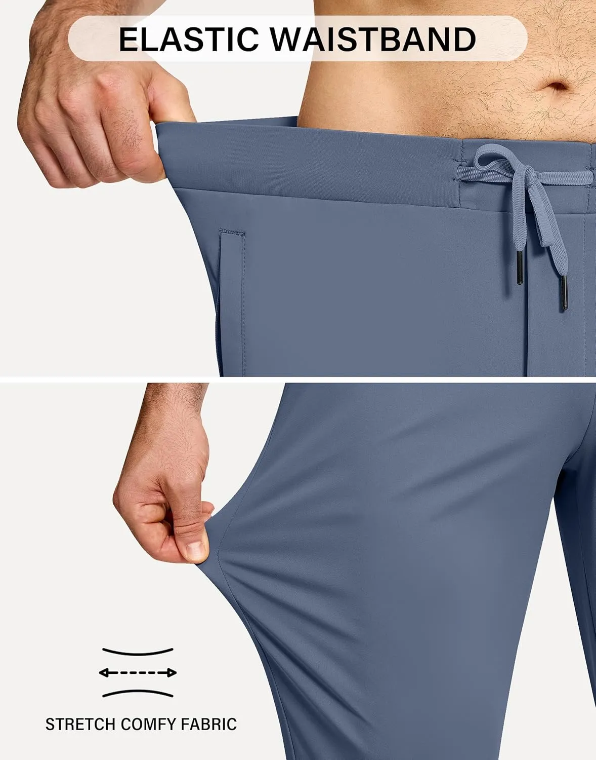 Mens Running Joggers Pants with 3 Pockets Slim Fit Stretch Drawstring Sweatpants for Athletic Traning Track Workout