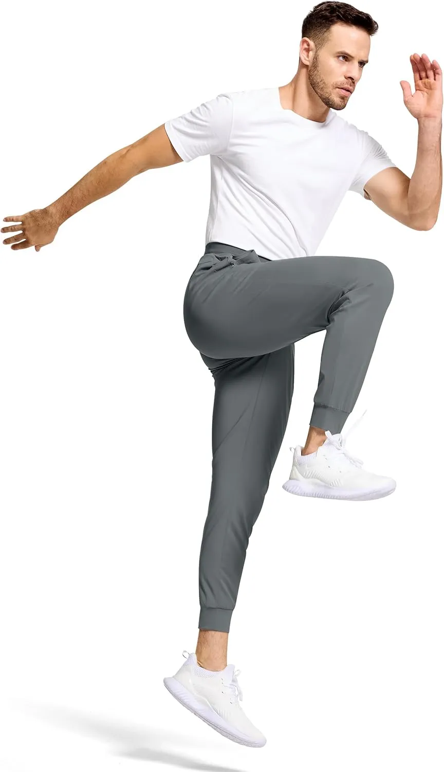 Mens Running Joggers Pants with 3 Pockets Slim Fit Stretch Drawstring Sweatpants for Athletic Traning Track Workout
