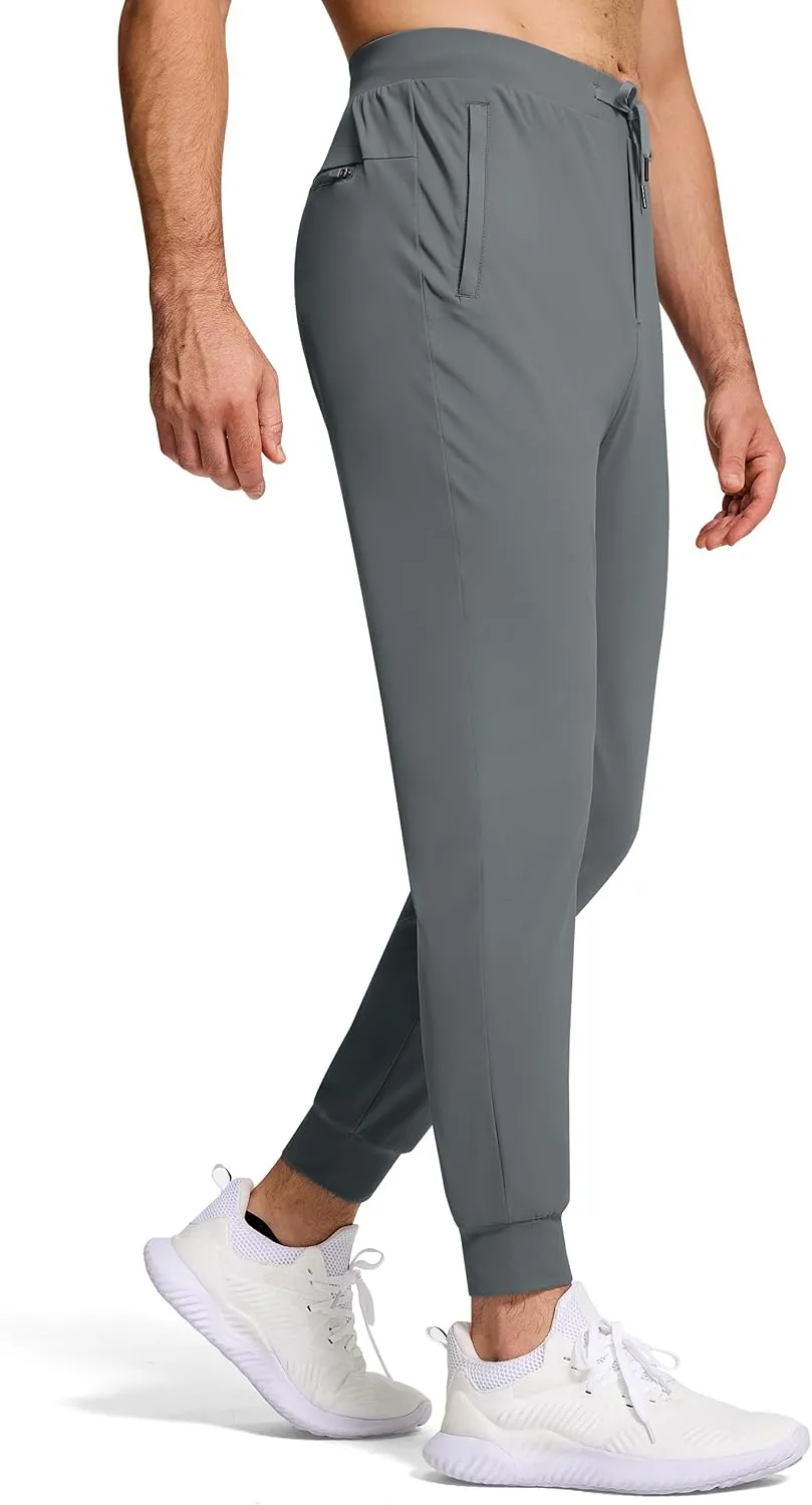 Mens Running Joggers Pants with 3 Pockets Slim Fit Stretch Drawstring Sweatpants for Athletic Traning Track Workout