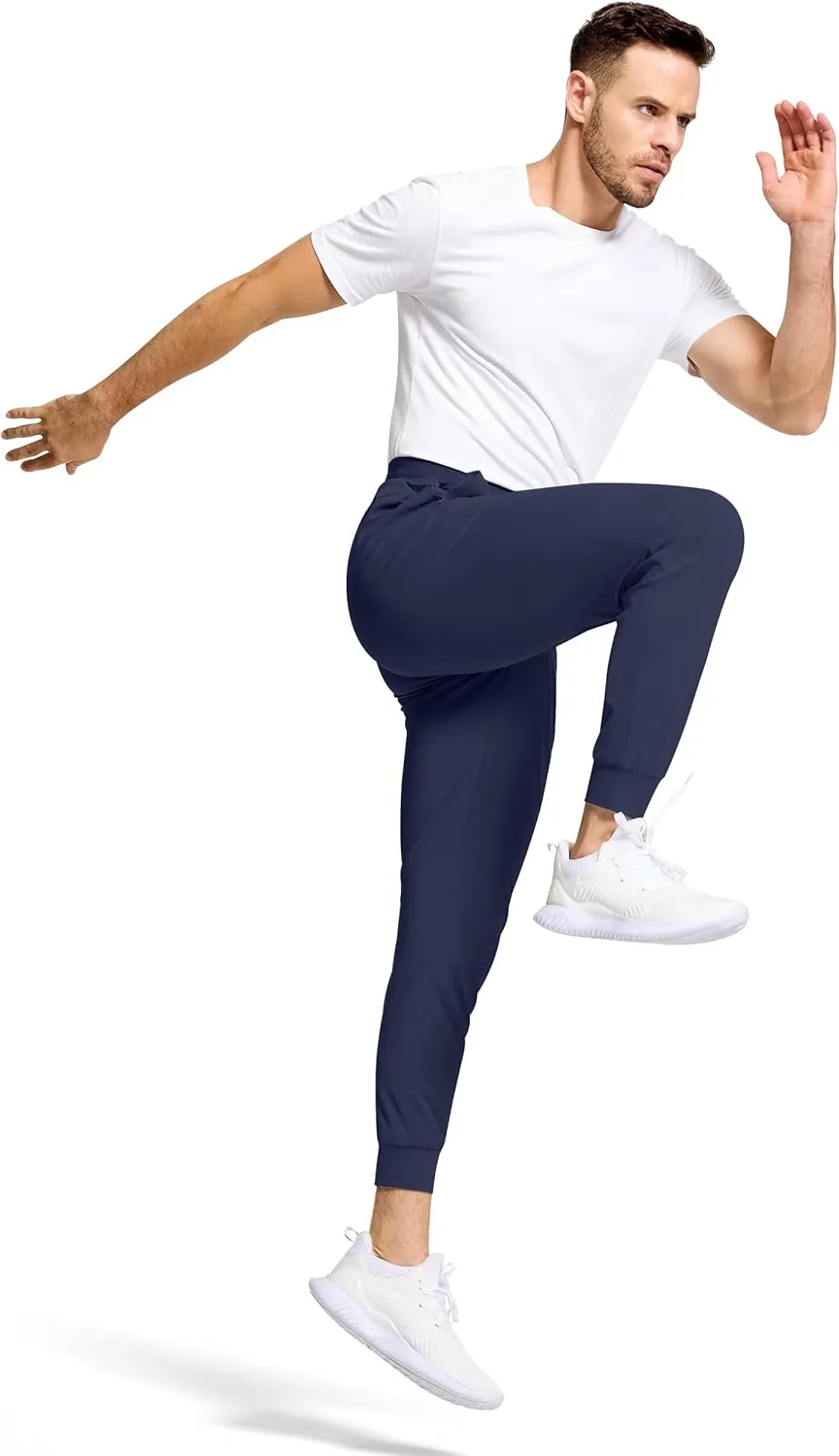 Mens Running Joggers Pants with 3 Pockets Slim Fit Stretch Drawstring Sweatpants for Athletic Traning Track Workout