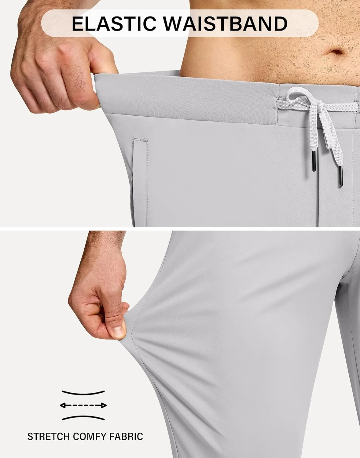 Mens Running Joggers Pants with 3 Pockets Slim Fit Stretch Drawstring Sweatpants for Athletic Traning Track Workout