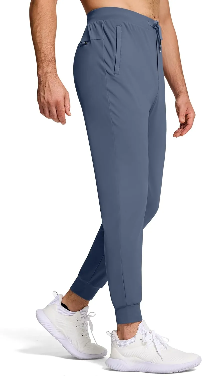 Mens Running Joggers Pants with 3 Pockets Slim Fit Stretch Drawstring Sweatpants for Athletic Traning Track Workout