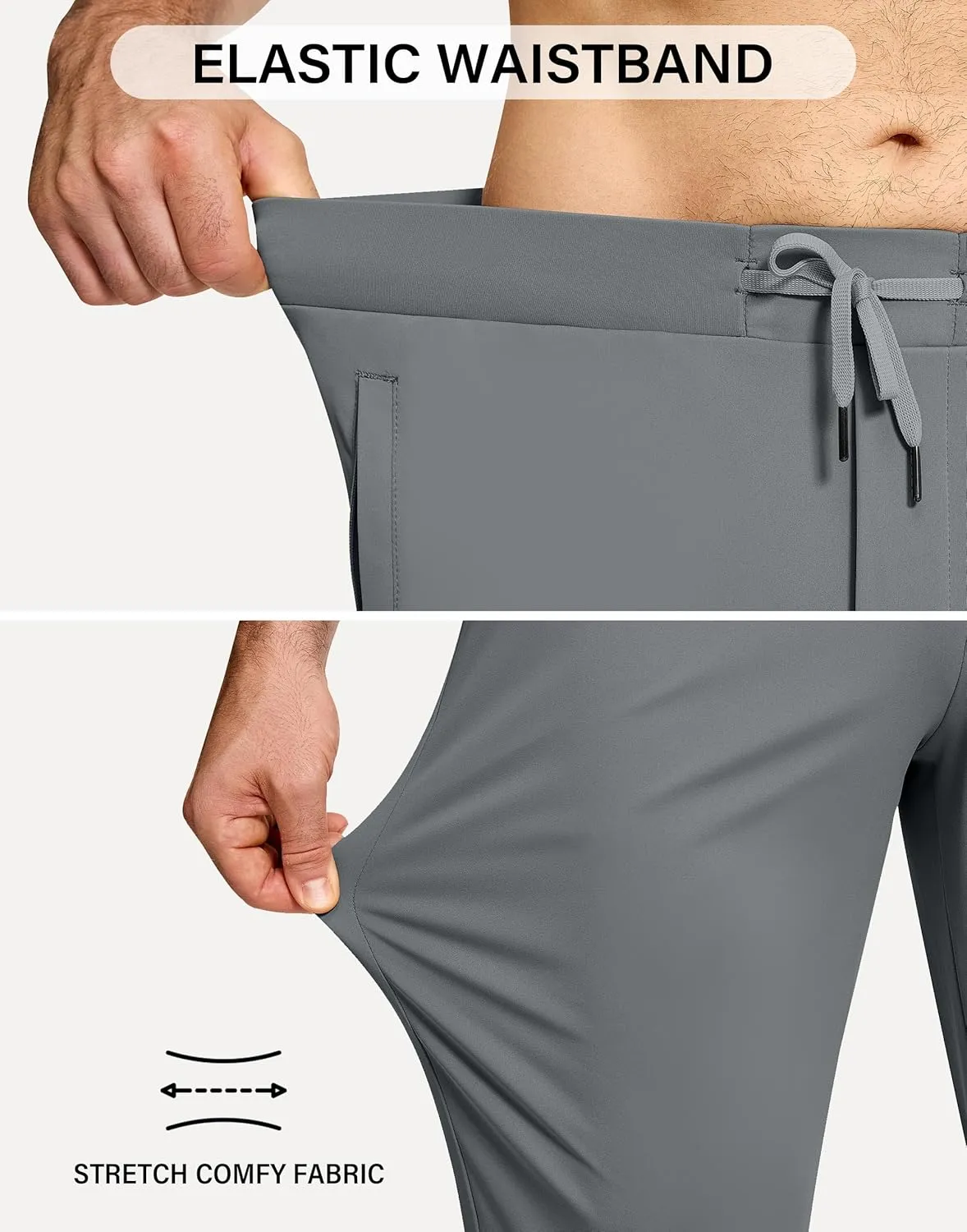Mens Running Joggers Pants with 3 Pockets Slim Fit Stretch Drawstring Sweatpants for Athletic Traning Track Workout