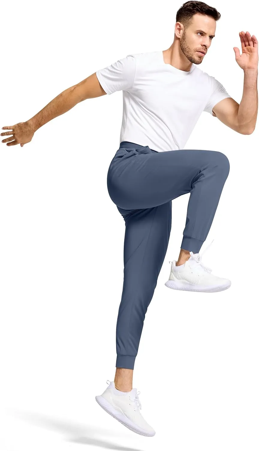 Mens Running Joggers Pants with 3 Pockets Slim Fit Stretch Drawstring Sweatpants for Athletic Traning Track Workout