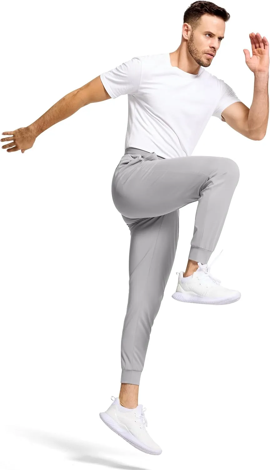 Mens Running Joggers Pants with 3 Pockets Slim Fit Stretch Drawstring Sweatpants for Athletic Traning Track Workout