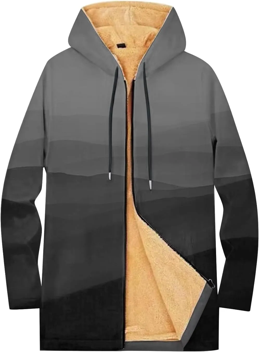 Mens Sherpa Lined Hoodie Full-Zip Winter Fleece Hooded Warm Thick Casual Sweatshirt