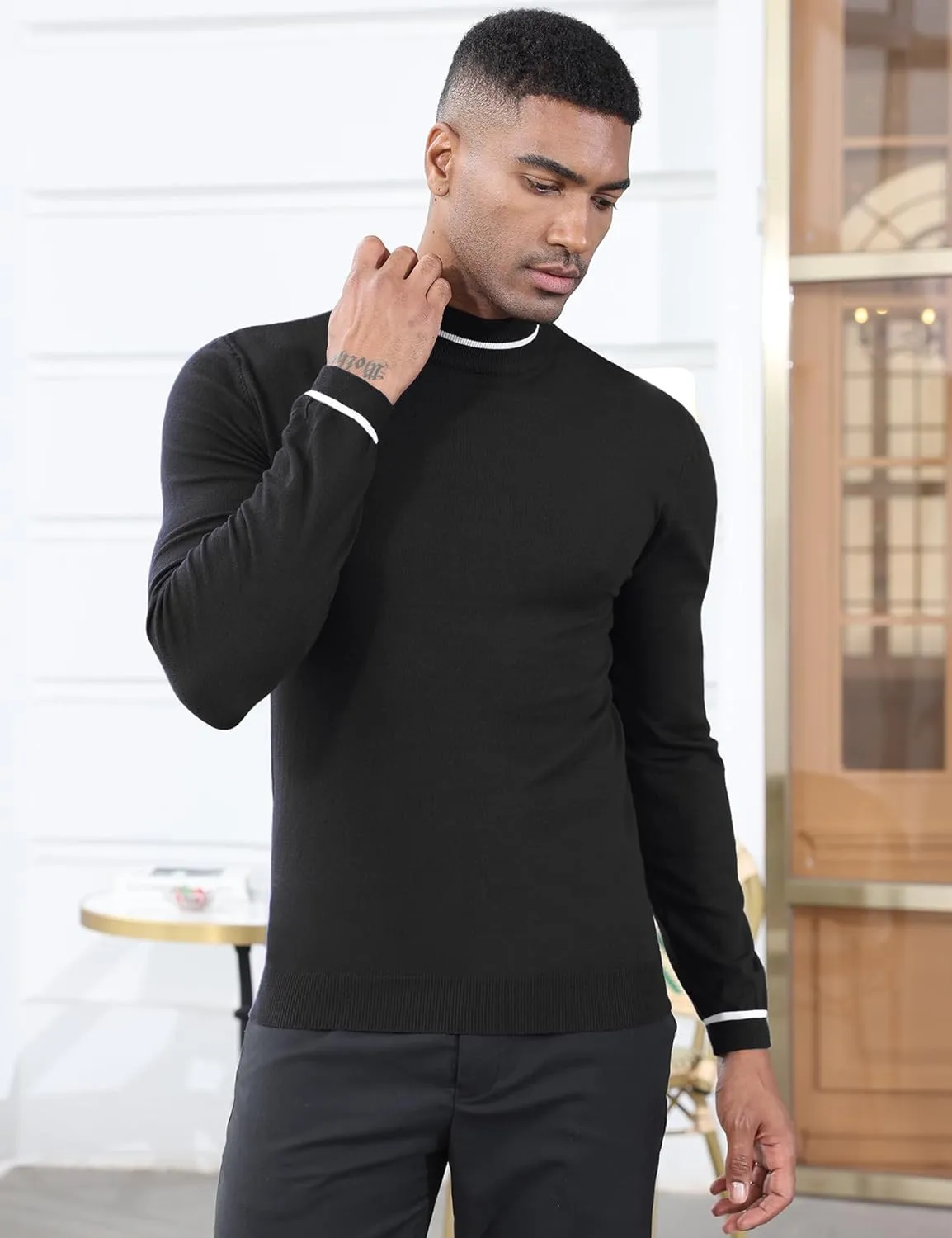 Men's Slim Fit Mock Turtleneck Pullover Sweater Casual Basic Knitted Thermal Sweaters