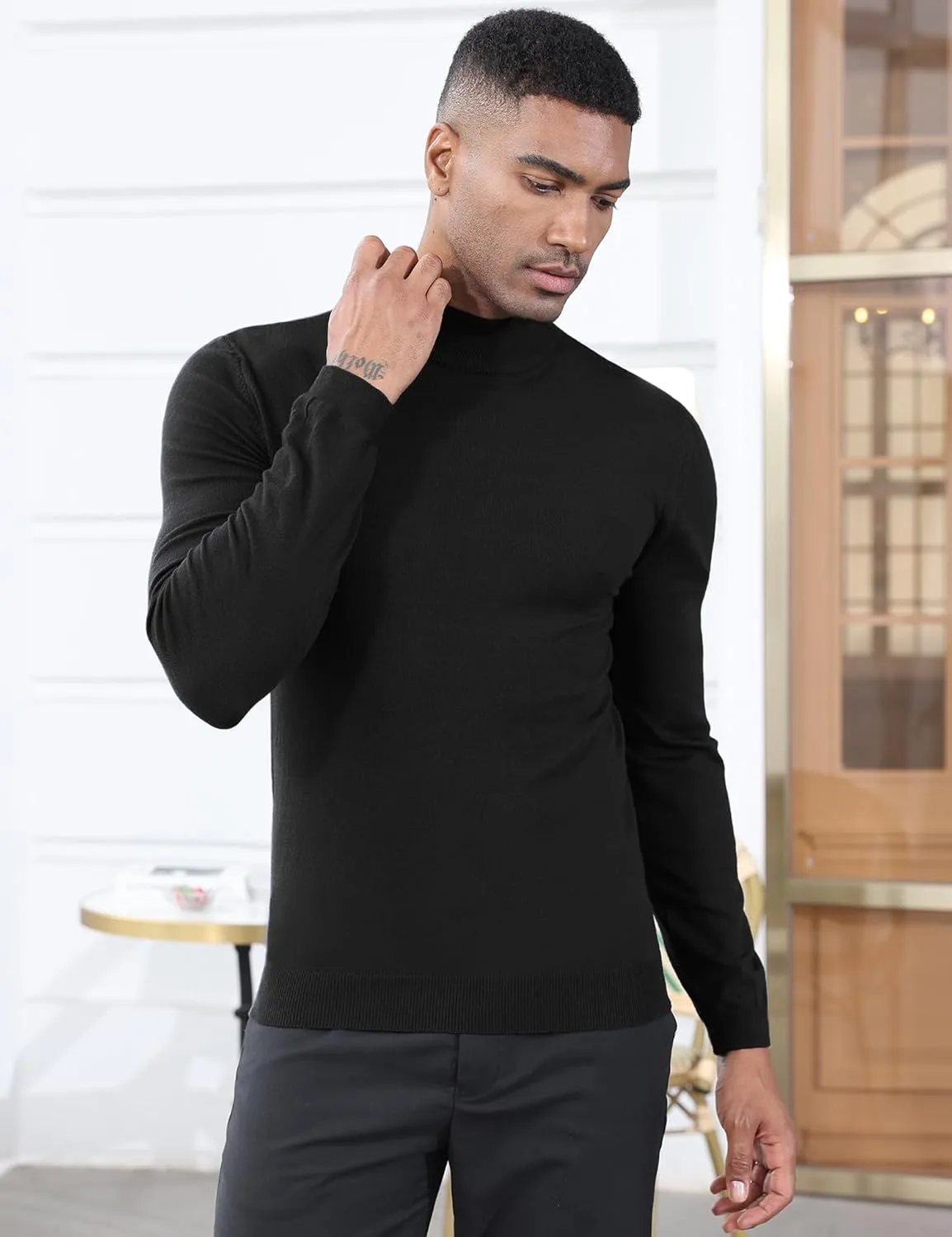 Men's Slim Fit Mock Turtleneck Pullover Sweater Casual Basic Knitted Thermal Sweaters