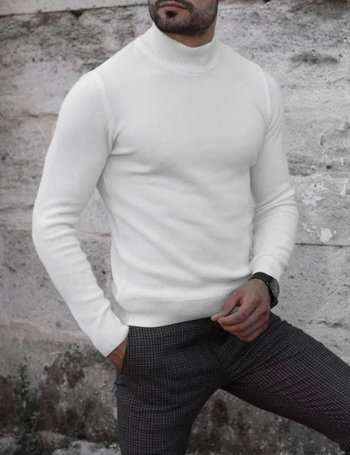 Men's Slim Fit Mock Turtleneck Pullover Sweater Casual Basic Knitted Thermal Sweaters