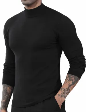 Men's Slim Fit Mock Turtleneck Pullover Sweater Casual Basic Knitted Thermal Sweaters