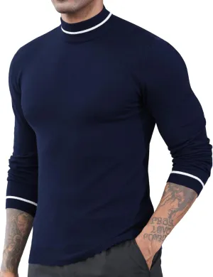 Men's Slim Fit Mock Turtleneck Pullover Sweater Casual Basic Knitted Thermal Sweaters