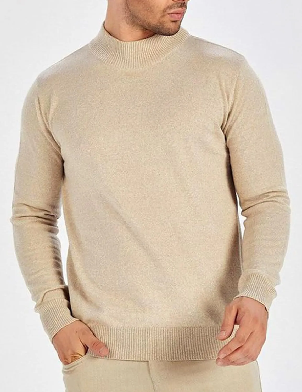 Men's Slim Fit Mock Turtleneck Pullover Sweater Casual Basic Knitted Thermal Sweaters