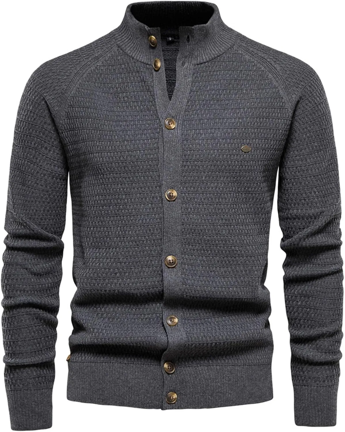Mens Sweater Cardigan Casual Full Zip Knitted Long Sleeve Sweaters Stand Collar Men's Jacket Retro Workout Outfits