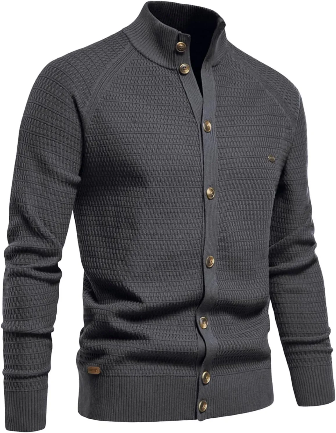 Mens Sweater Cardigan Casual Full Zip Knitted Long Sleeve Sweaters Stand Collar Men's Jacket Retro Workout Outfits