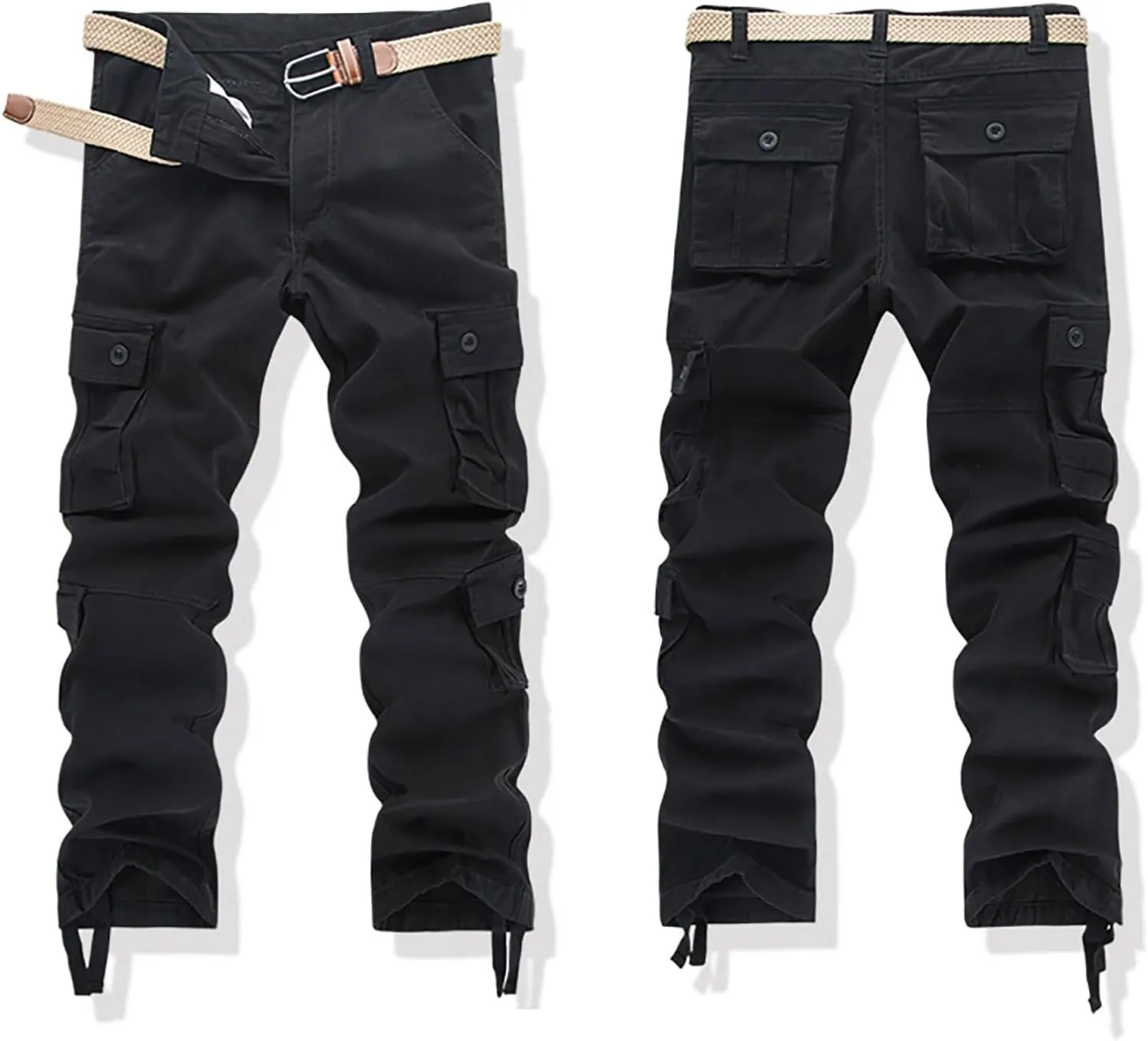 Mens Tactiacl Hiking Work Pants Straight Leg Lightweight Athletic Fit Cargo Trousers Outdoor Pants with Multi Pockets