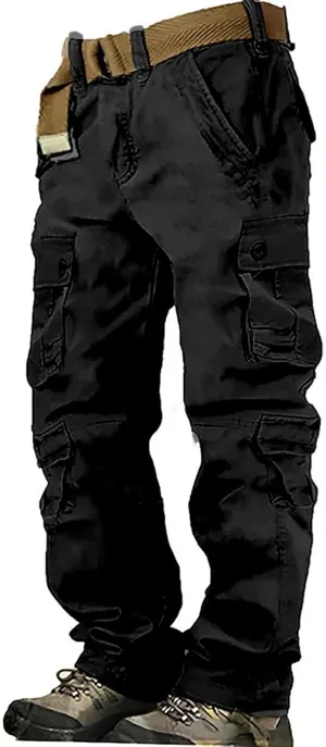 Mens Tactiacl Hiking Work Pants Straight Leg Lightweight Athletic Fit Cargo Trousers Outdoor Pants with Multi Pockets