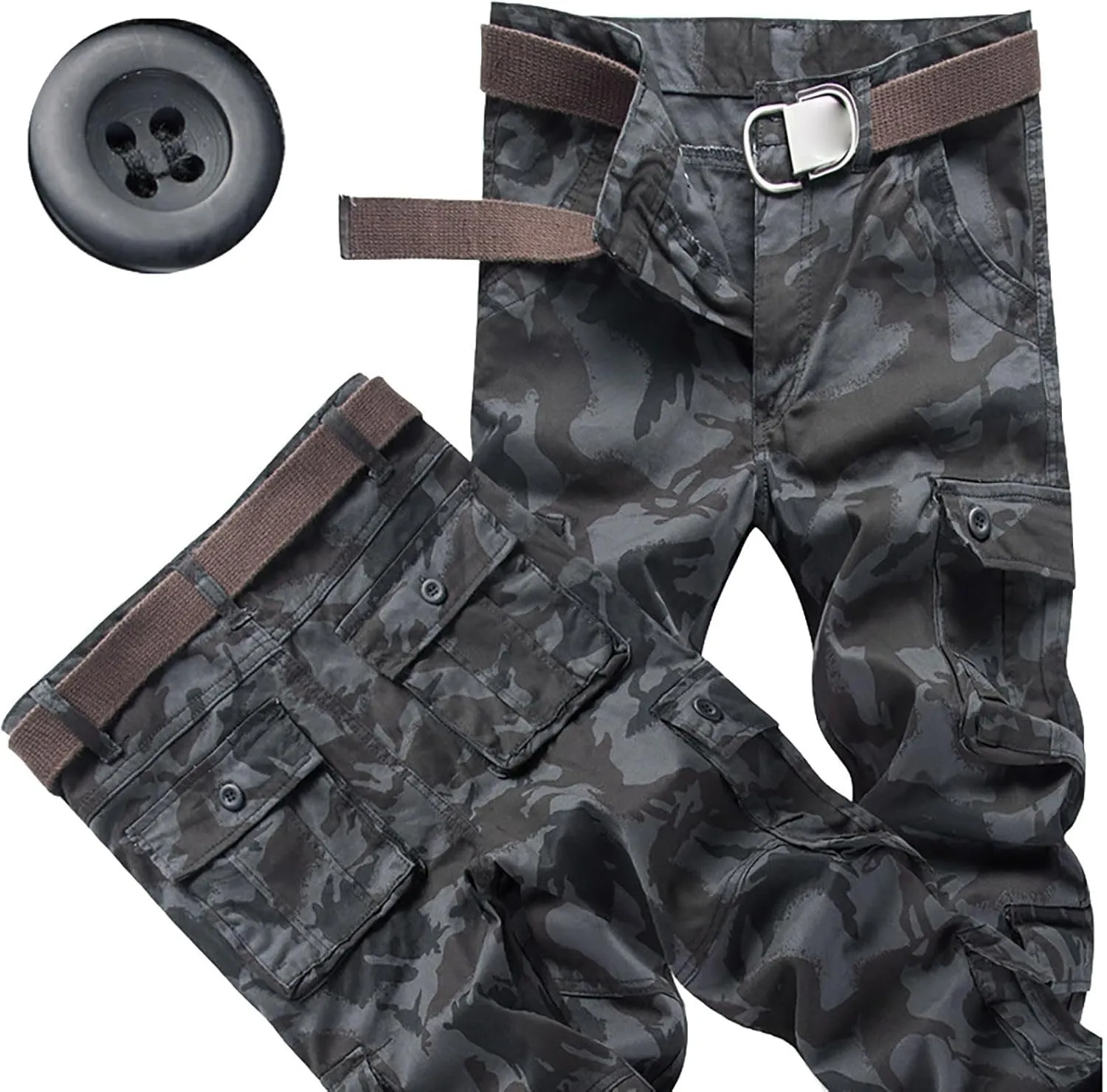 Mens Tactiacl Hiking Work Pants Straight Leg Lightweight Athletic Fit Cargo Trousers Outdoor Pants with Multi Pockets