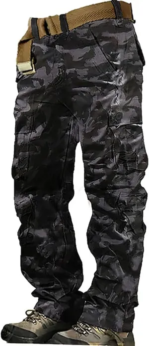 Mens Tactiacl Hiking Work Pants Straight Leg Lightweight Athletic Fit Cargo Trousers Outdoor Pants with Multi Pockets