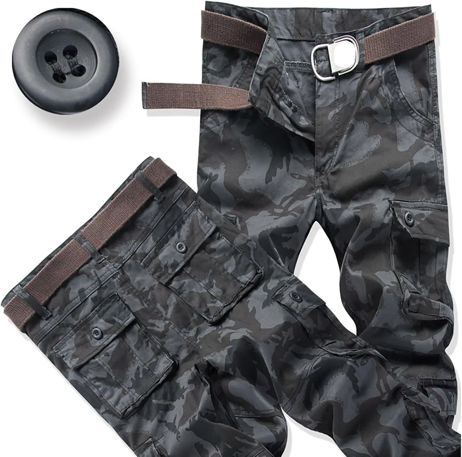 Mens Tactiacl Hiking Work Pants Straight Leg Lightweight Athletic Fit Cargo Trousers Outdoor Pants with Multi Pockets