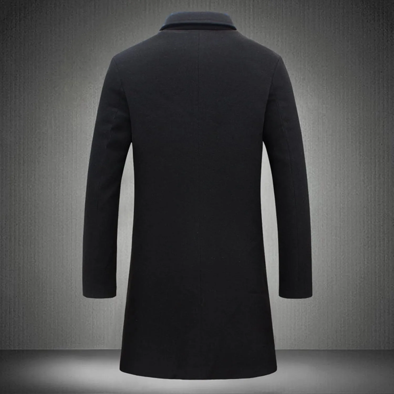 Mens Trench Coat Notched Collar Single Breasted Mid Length Peacoat Winter Overcoat with Pockets Warm Windbreaker
