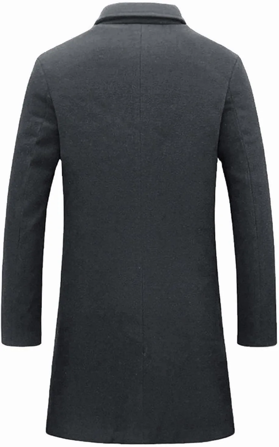 Mens Trench Coat Notched Collar Single Breasted Mid Length Peacoat Winter Overcoat with Pockets Warm Windbreaker