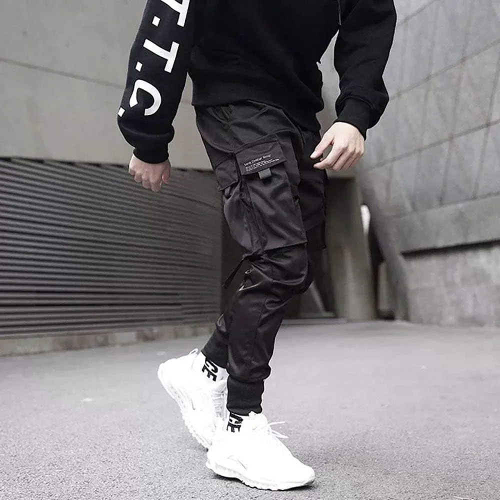 MFCT Men's Matte Black Techwear Urban Cargo Joggers