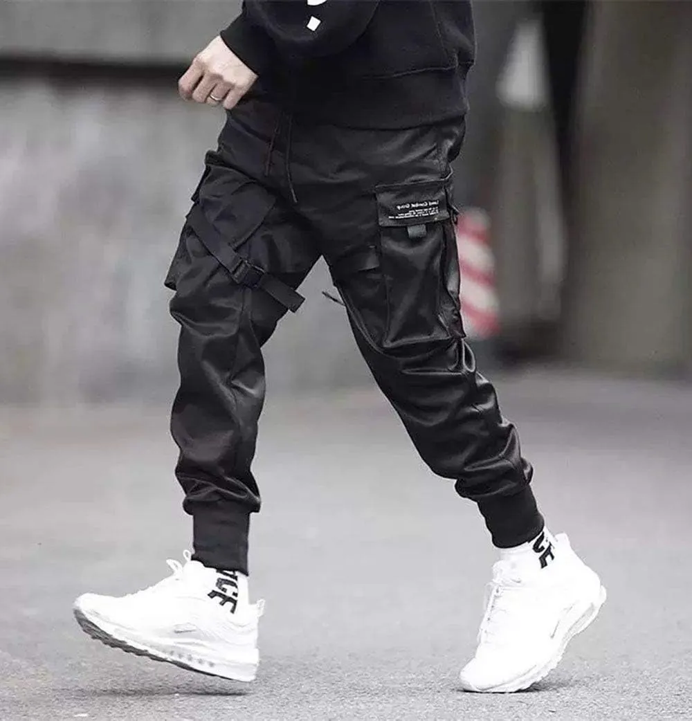 MFCT Men's Matte Black Techwear Urban Cargo Joggers
