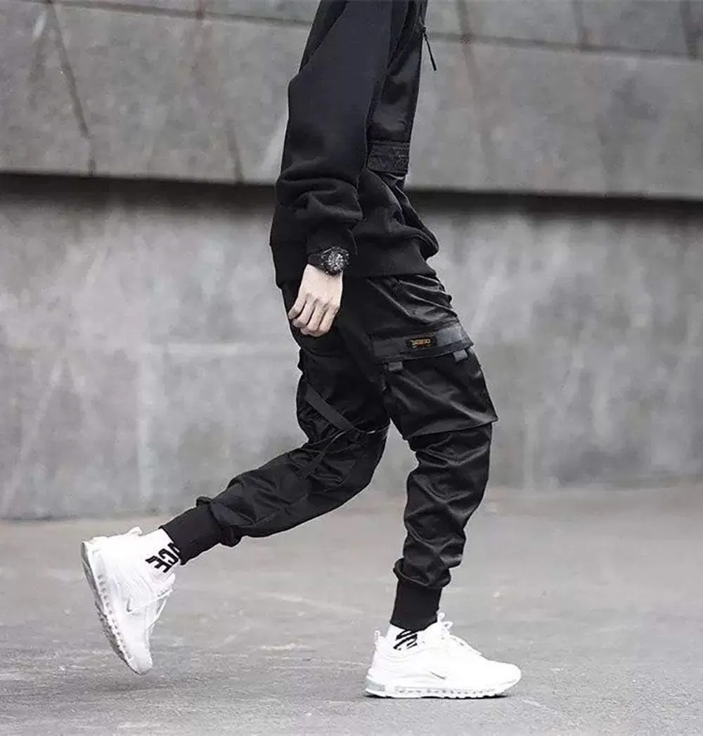 MFCT Men's Matte Black Techwear Urban Cargo Joggers