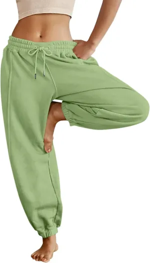 midelxp Womens Fleece High Waisted Sweatpants Baggy Comfy Stretch Workout Joggers Pants Casual Flowy Yoga Pants with Pockets