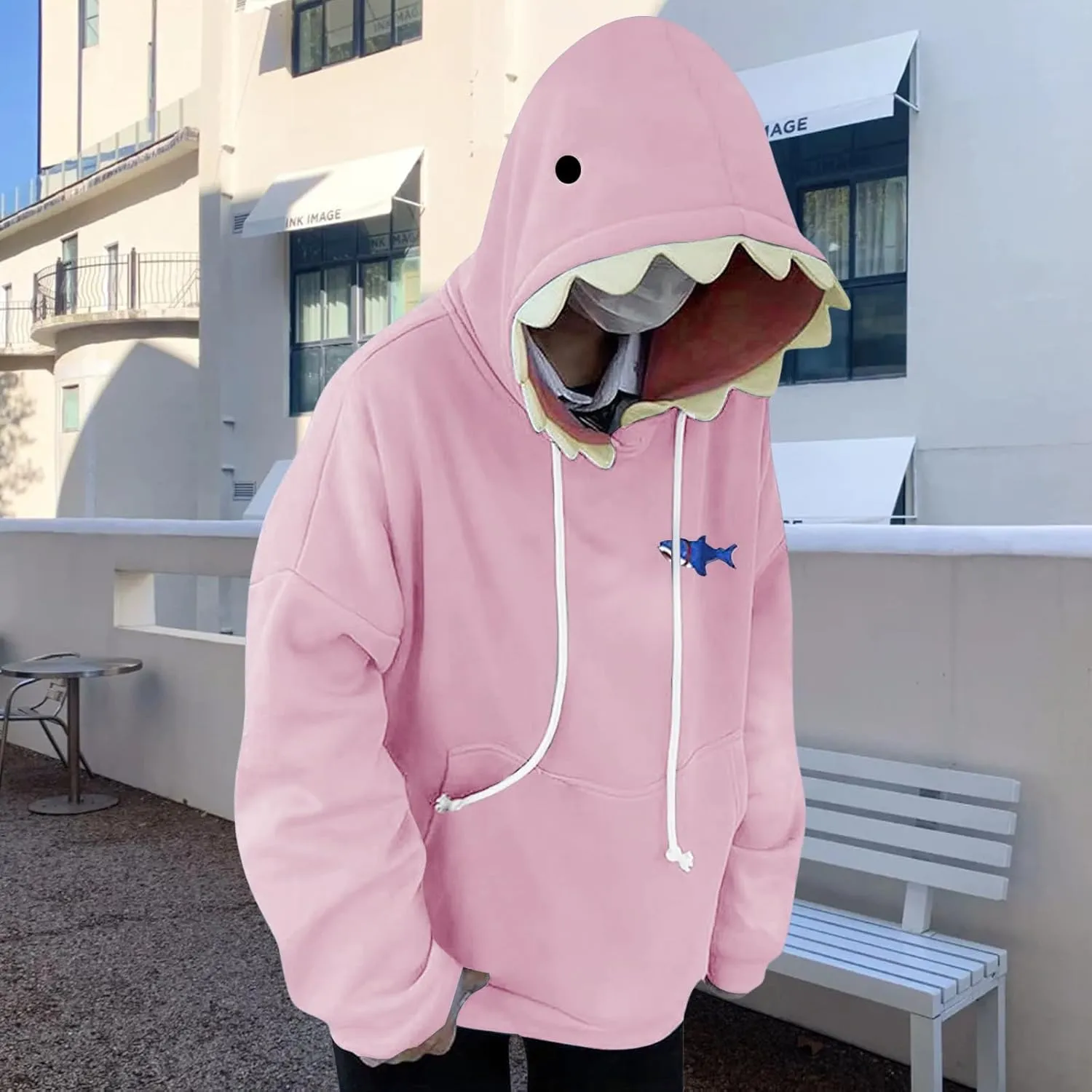 Mmoneyake Shark Hoodie Women Men Cute Cartoon Animal Pullover Sweatshirts Causal Long Sleeve Hooded Sweatshirts with Pockets