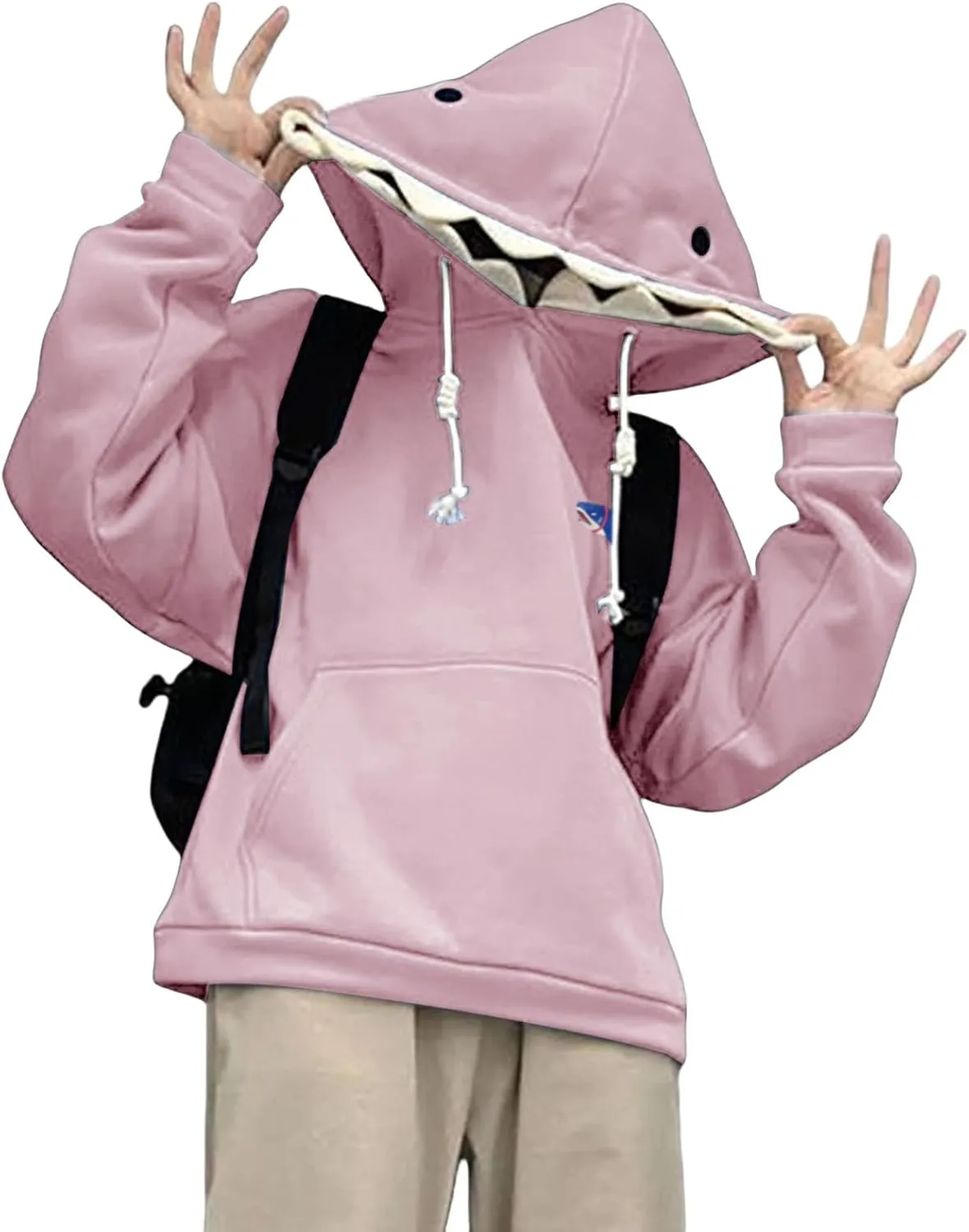 Mmoneyake Shark Hoodie Women Men Cute Cartoon Animal Pullover Sweatshirts Causal Long Sleeve Hooded Sweatshirts with Pockets