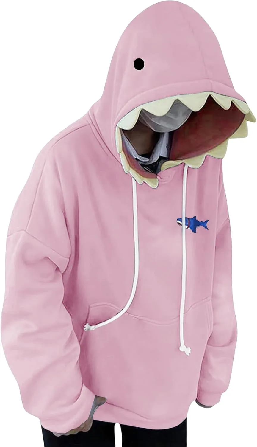 Mmoneyake Shark Hoodie Women Men Cute Cartoon Animal Pullover Sweatshirts Causal Long Sleeve Hooded Sweatshirts with Pockets