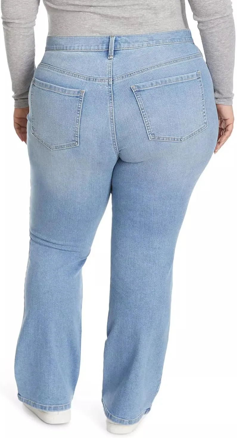 Nine West Women's Plus Size Bootcut Jeans for Women, High-Rise Trendy Stretch Denim Pants
