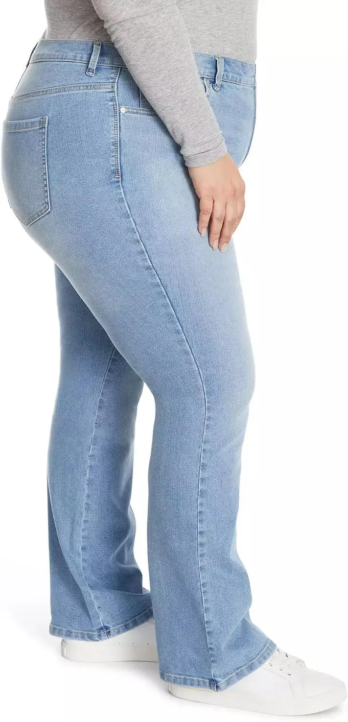Nine West Women's Plus Size Bootcut Jeans for Women, High-Rise Trendy Stretch Denim Pants