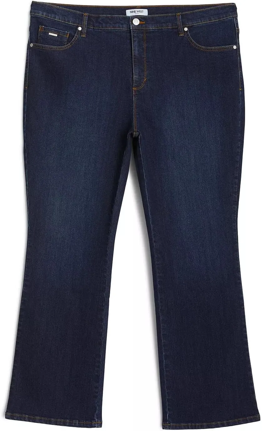 Nine West Women's Plus Size Bootcut Jeans for Women, High-Rise Trendy Stretch Denim Pants
