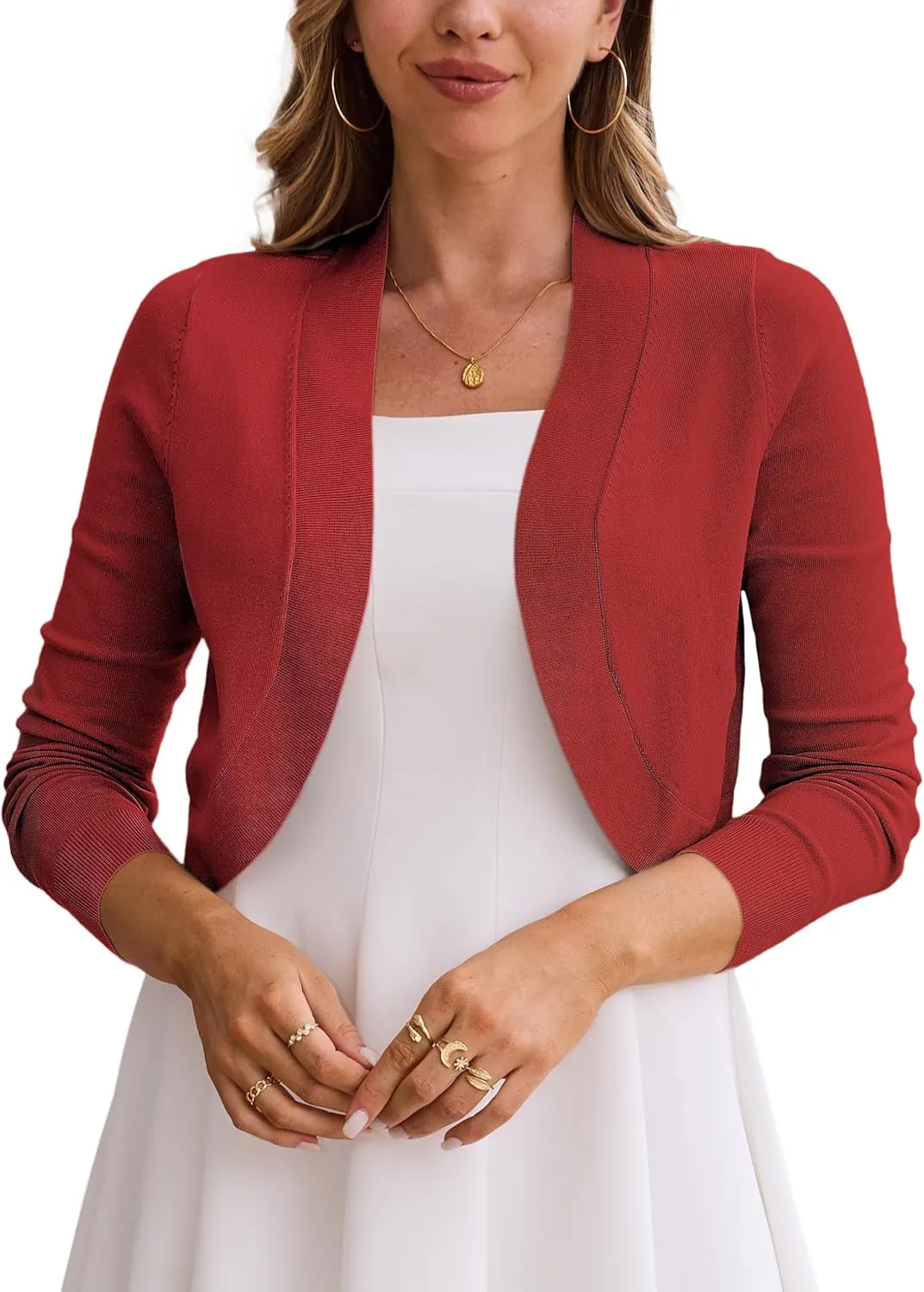 Othyroce Women's Cropped Cardigan Sweaters Long Sleeve Open Front Bolero Shrug Sweaters Jacket for Dresses