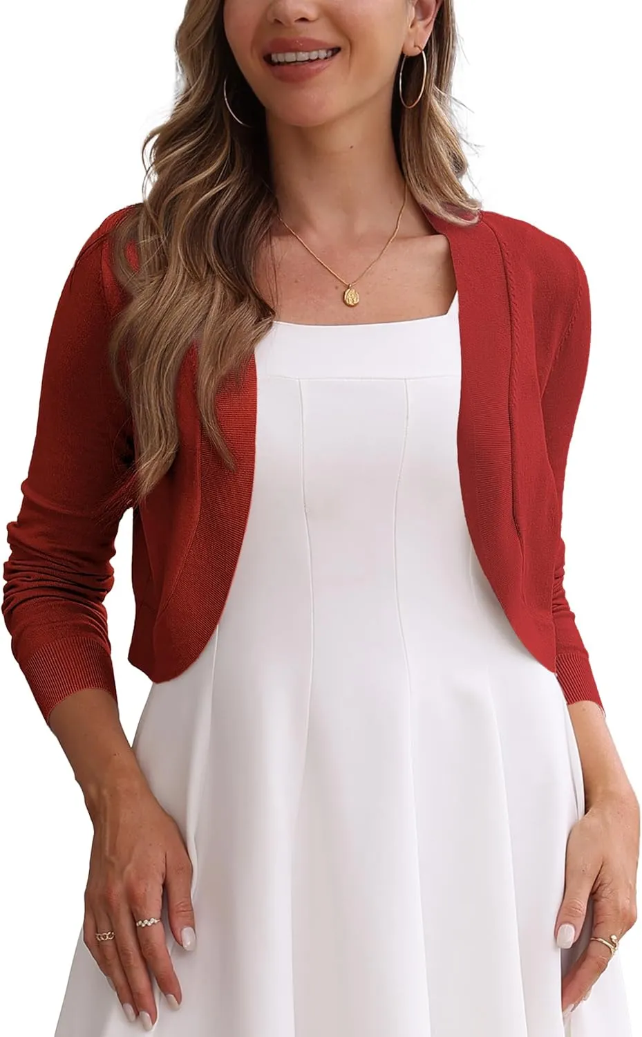 Othyroce Women's Cropped Cardigan Sweaters Long Sleeve Open Front Bolero Shrug Sweaters Jacket for Dresses