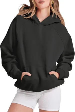Oversized Hoodies for Women and Men Couples Fleece Basic Solid Hooded Sweatshirt Pullover Jackets