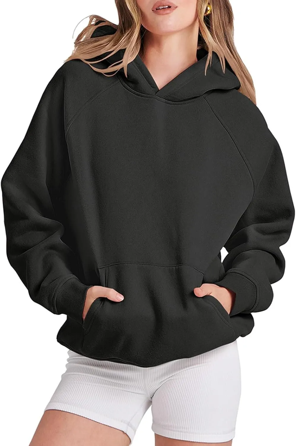 Oversized Hoodies for Women and Men Couples Fleece Basic Solid Hooded Sweatshirt Pullover Jackets
