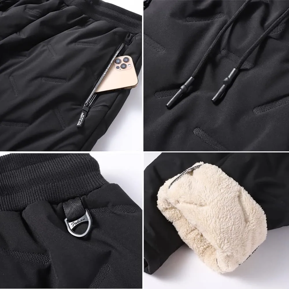 PEHMEA Men's Warm Sherpa Fleece Lined Sweatpants Winter Active Running Joggers Pants