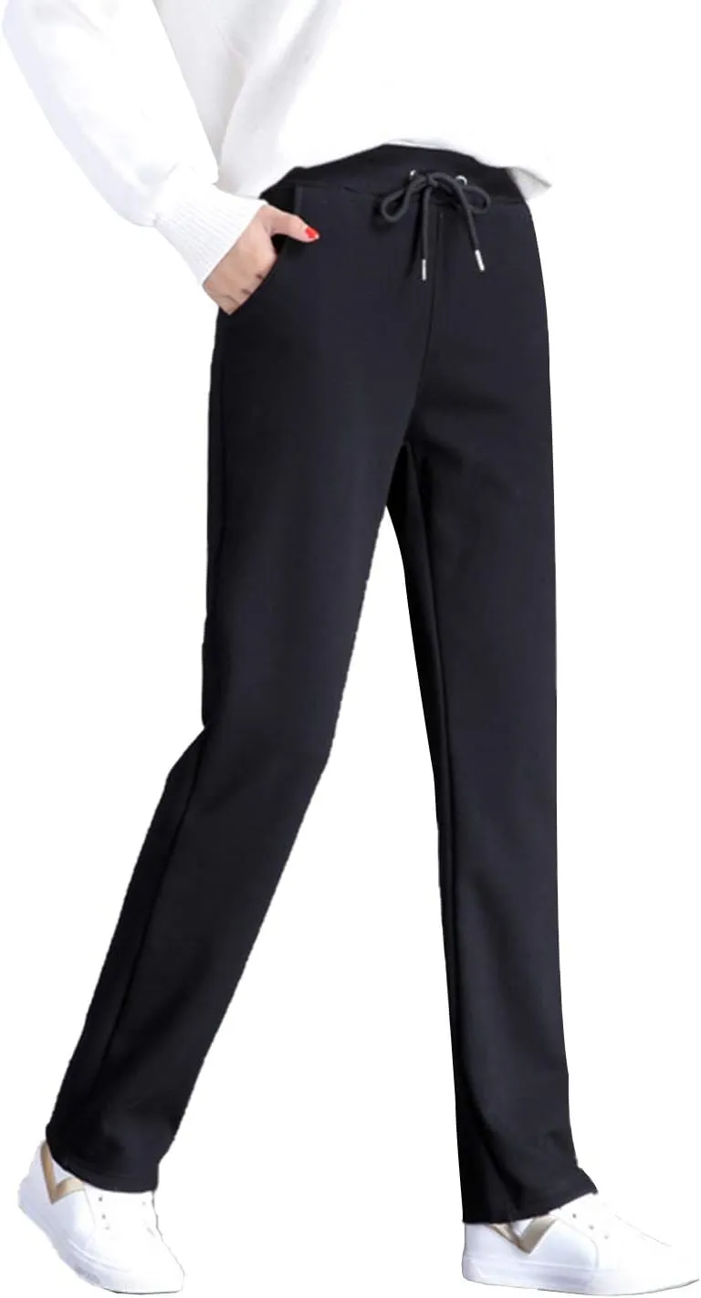 PEHMEA Women's Casual Warm Fleece Lined Sweatpants Active Running Joggers Pants