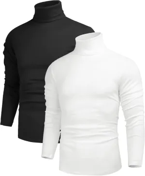 Poriff Men's Casual Turtleneck Pullover Tops Slim Fit Long Sleeve Basic Lightweight Sweaters