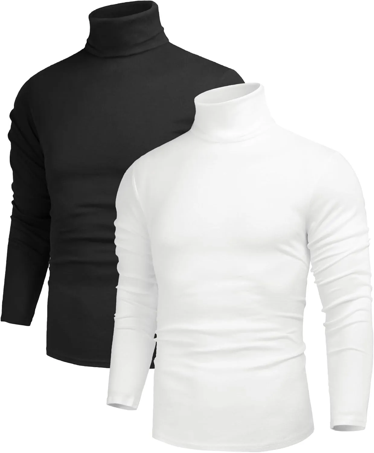 Poriff Men's Casual Turtleneck Pullover Tops Slim Fit Long Sleeve Basic Lightweight Sweaters