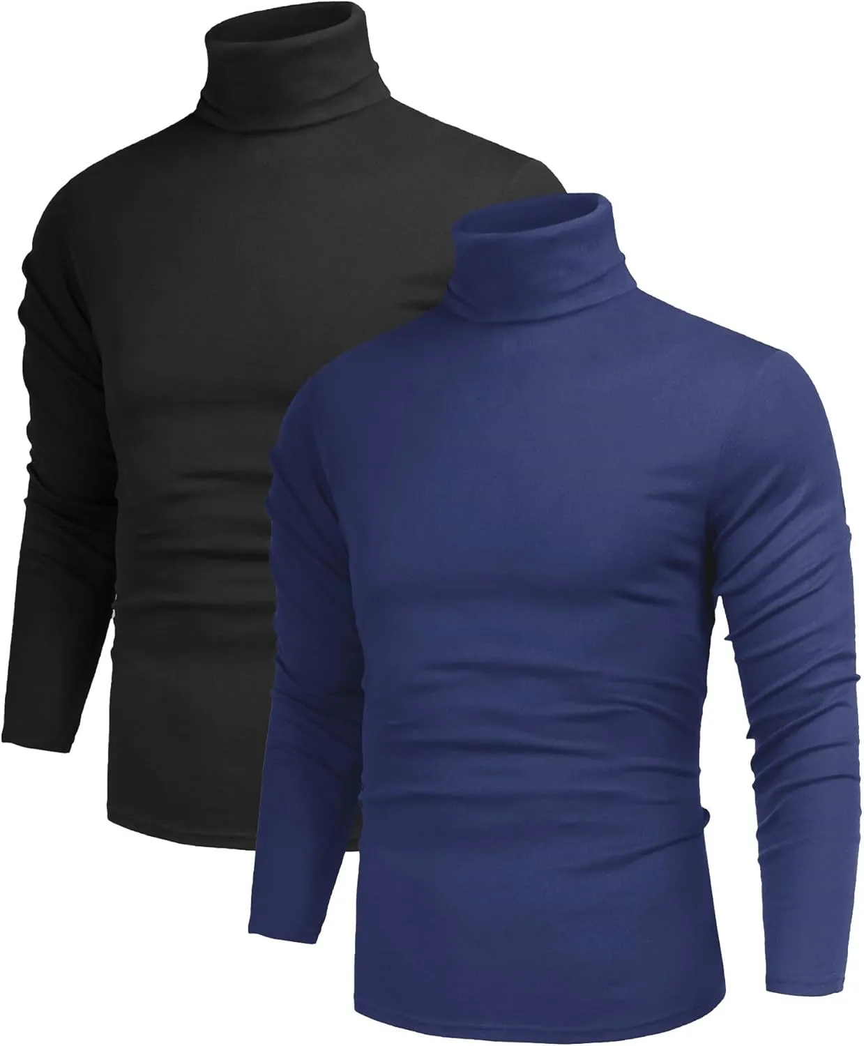Poriff Men's Casual Turtleneck Pullover Tops Slim Fit Long Sleeve Basic Lightweight Sweaters